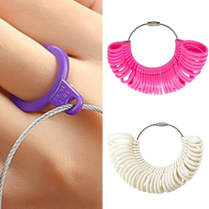 Practical Retro Ring Size Measurement Tool 5 Colors Available Plastic Texture Finger Sizer Portable Jewelry Accessory