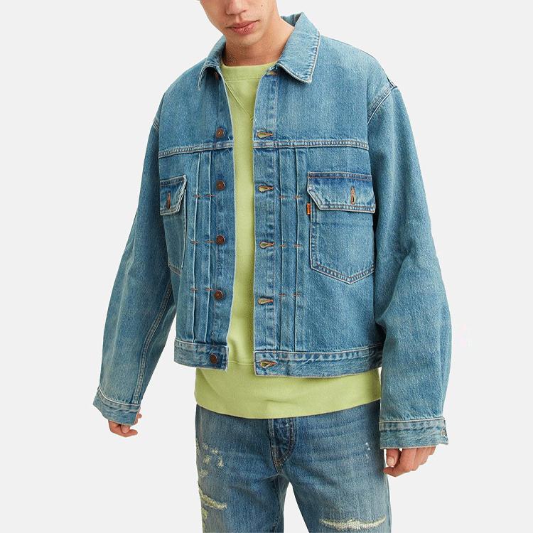 Levis Vintage Single Button Long Sleeve Loose Denim Jacket Men jackets Blue 85206-0000