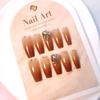 B693-Autumn/Winter Gradient Wearable Nails with Flashy Diamond Nail Art Patches - Elegant False Nail Stickers