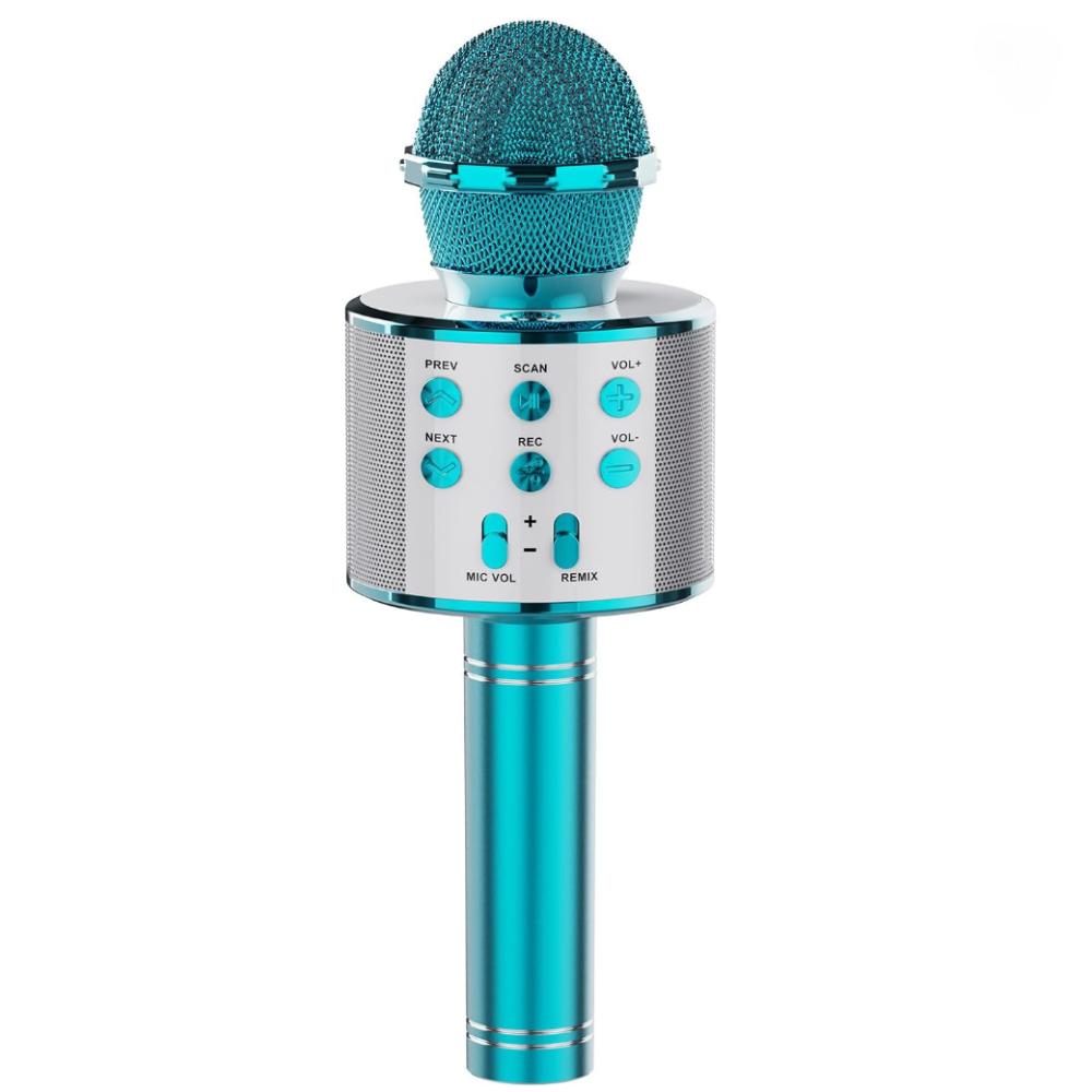 Wireless Karaoke Microphone, Portable Bluetooth Microphone Speaker Converter Speaker Home KTV Compatible with Android/iPhone/iPad/PC-Blue