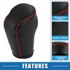 A ABSOPRO Car Gear Shift Knob Cover Auto Derailleur Lever Trim for Mazda CX-5 2017-2022 Faux Leather Black Red Stitching