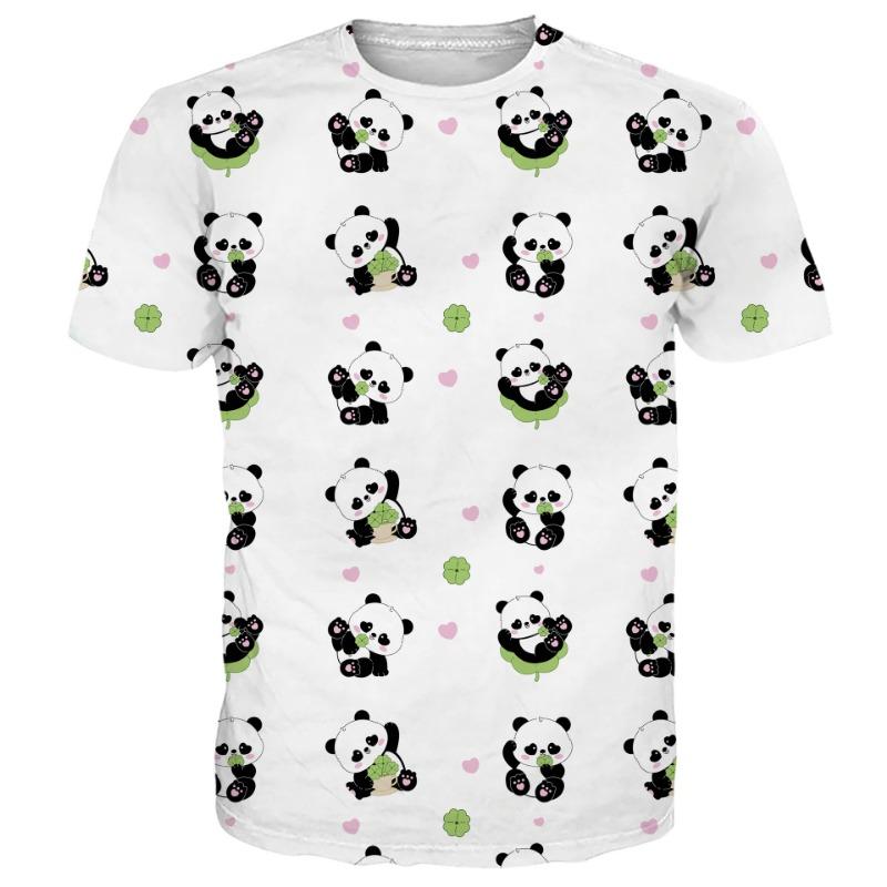 Osvěžující 3D digitálně potištěné roztomilé kreslené panda pánské letní tričko s krátkým rukávem a kulatým výstřihem