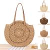 Women Boho Woven Handbag Summer Beach Tote Straw Bag Round Rattan Shoulder Bag