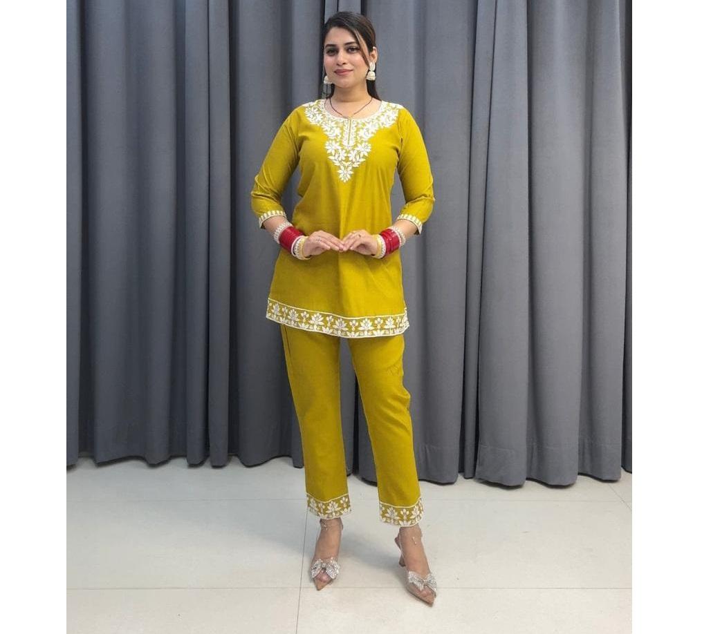 Set cordon din bumbac pur designer indian pentru femei, stil Chikenkari, ținută de petrecere, Bollywood Kurti