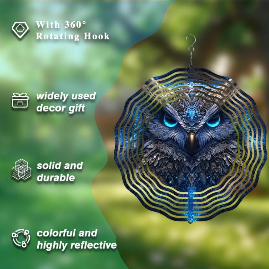Hanging Wind Spinner Featuring an Eagle Design, This Dynamic Art Wind Chime Comes with a 360° Hook