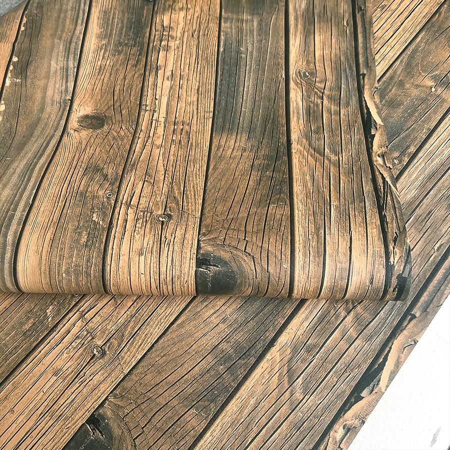 Wood Grain Self-adhesive Wallpaper Restaurant Living Room Home Decoration Background Wall Renovation Sticker PVC Wallpaper