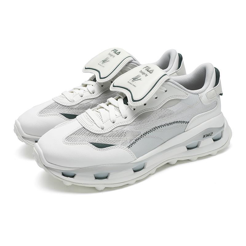 FILA KM2 Cushioning Breathable Low top Casual Shoes Men's White Gray F12M533121FBD