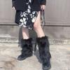 White Plush Leg Warmers for Women - Thickened Autumn/winter Leg Sleeves