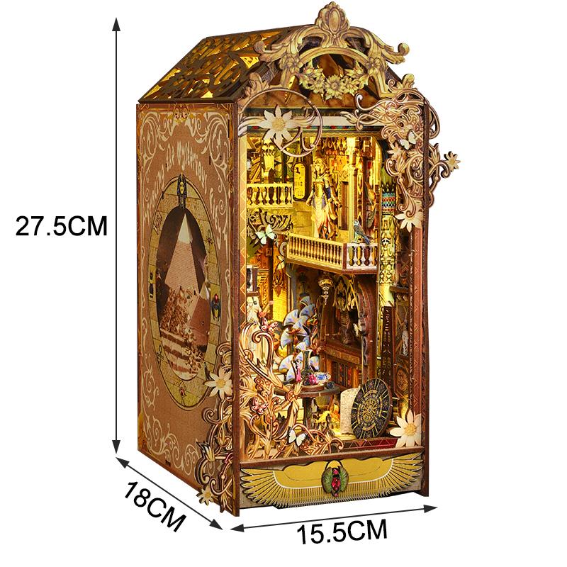 

Retro DIY Wooden Book Nook Shelf Insert Miniatures Kits Tracing The Mysterious City Bookshelf Home Decoration For Handmade Gifts