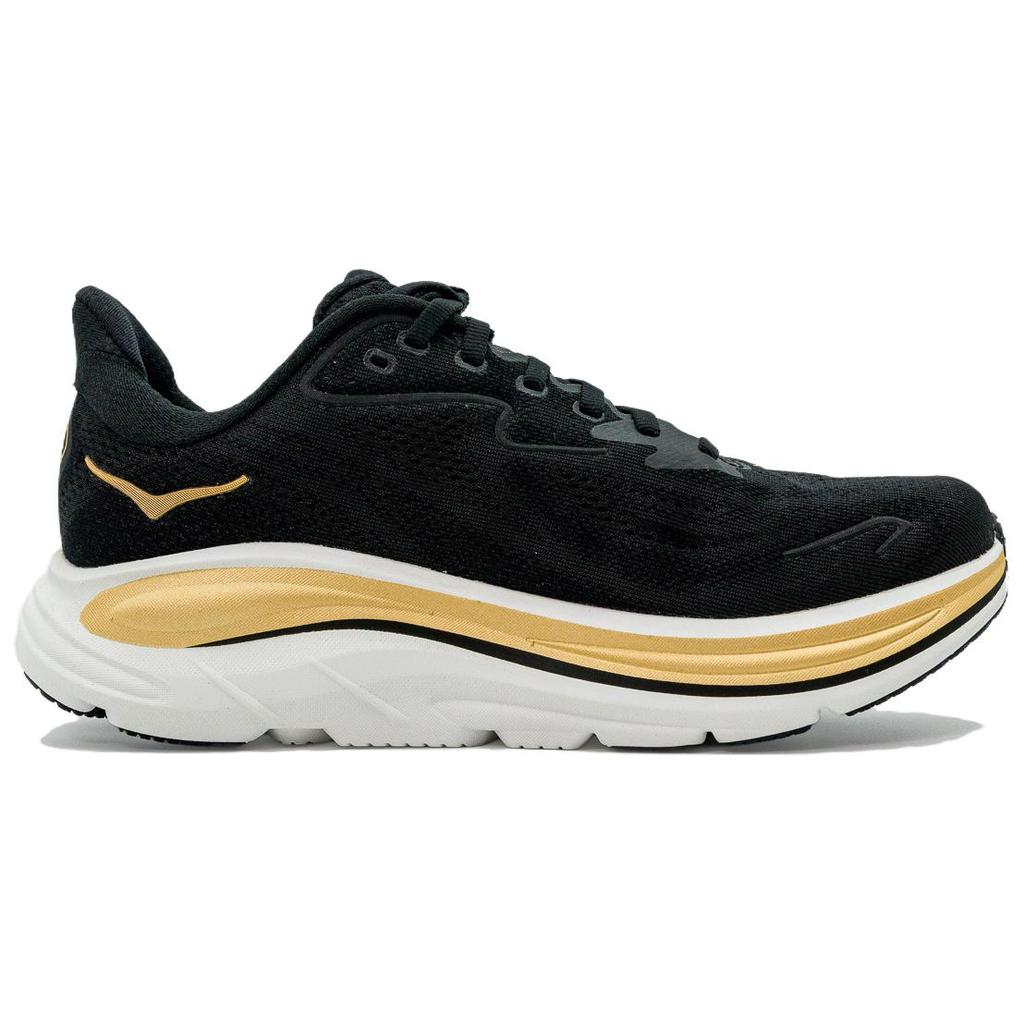 HOKA One One Clifton 10 Comfortable Running Shoes Men Sneaker Black Gold 1162030-BKGD