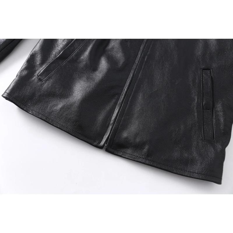 Chinese Size Men's Genuine Leather Jacket 100% Natural Cowhide Leather Coat Men Skin Clothing Autumn Spring Asian Size S-6XL