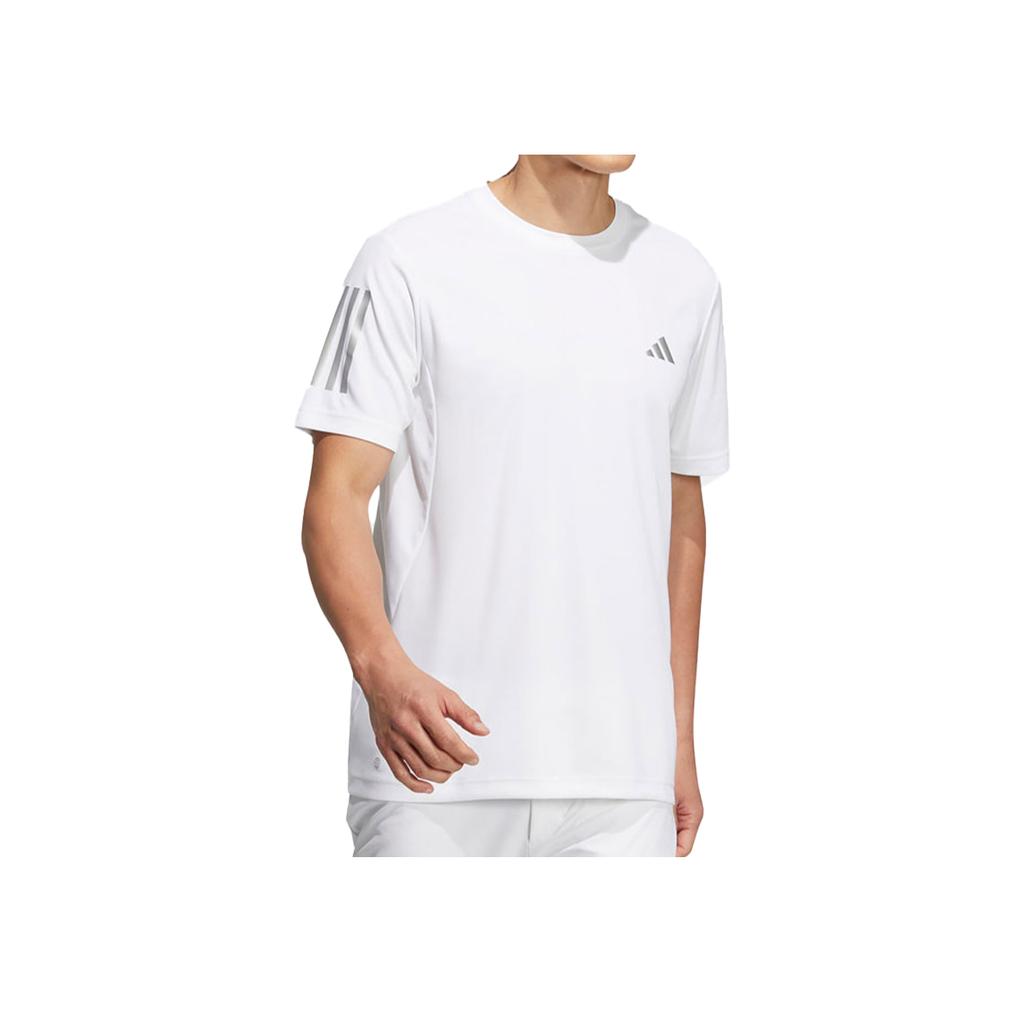Adidas Aeroready Core T-Shirt With Striped Cuffs Casual Breathable Crew Neck Short Sleeve Men Tops White HS9040