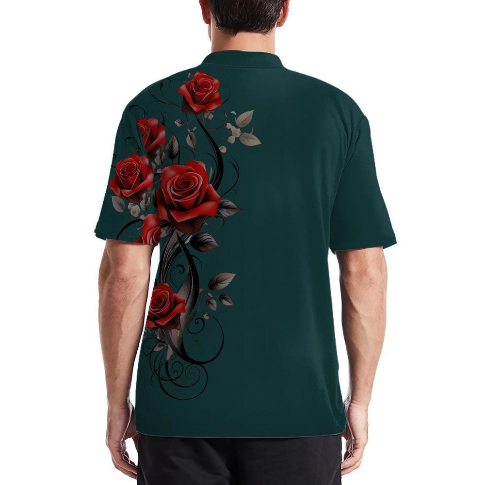 Flower 3D Printed Design Men's Short-sleeved Polo Shirt Cross-border Best-selling Comfortable Polyester Fiber Suitable for Summer Wear