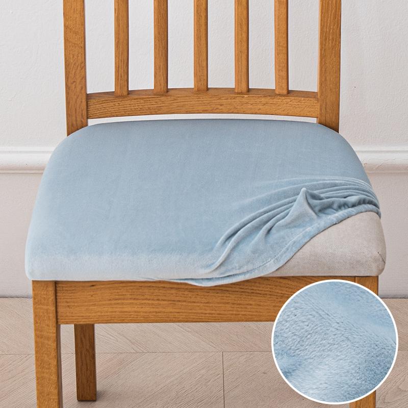 Velvet Stretch Fit Chair Seat Covers,Soft Solid Color Dining Chair Cover Removable Washable Chair Protector for Kitchen, Hotel