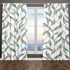 Set Of 2 Colored Imitation Glass Leaf Pattern Printed Curtains Window Decoration Home Room Curtain Polyester