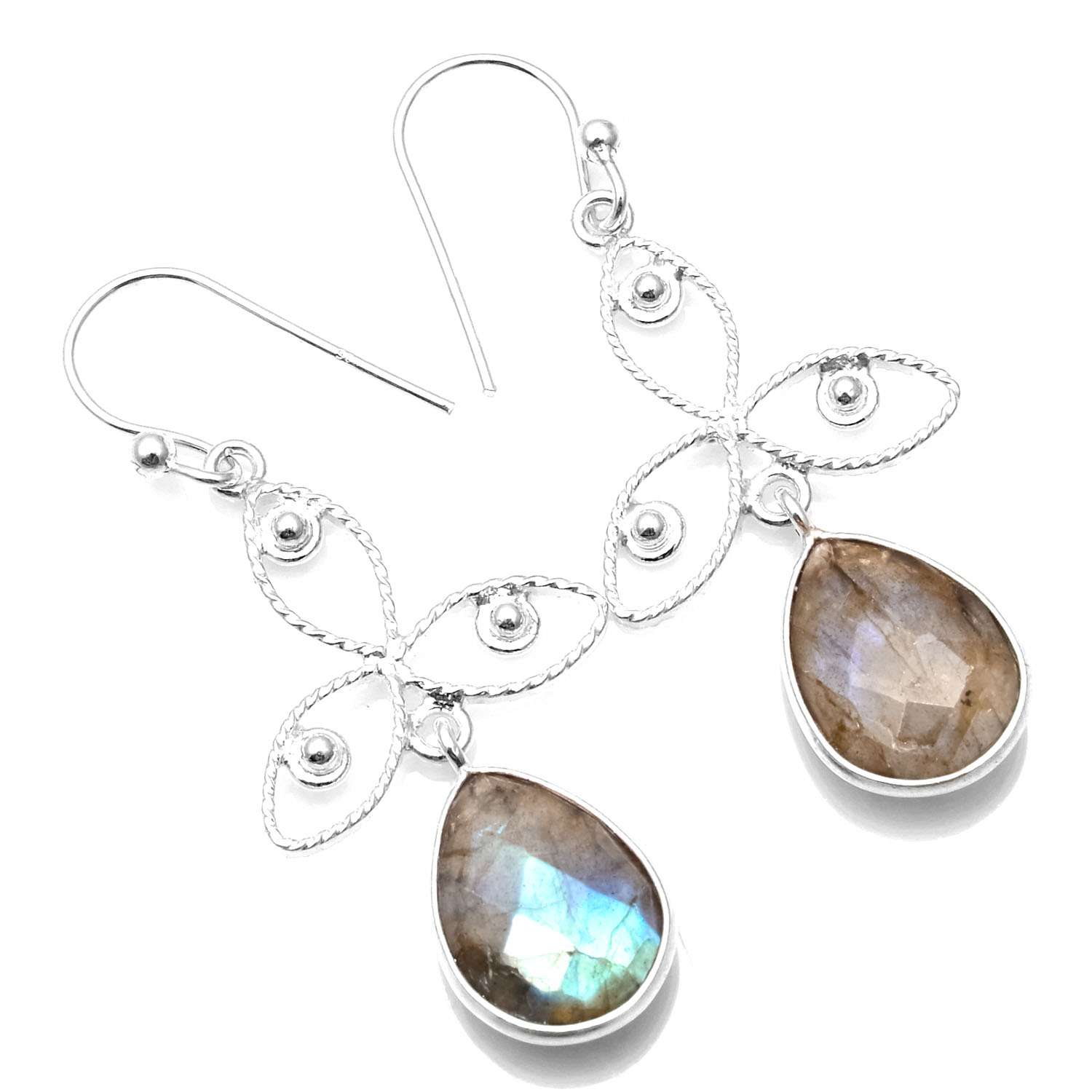 

Labradorite Gemstone Earrings Solid 925 Sterling Silver Handmade Earrings Jewelry Gift For Women And Girls E-1016