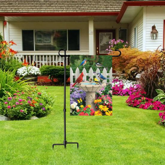 Garden Flag Stand with 5 Prong Base Heavy Duty Weather-proof Metal Outside Yard Patio 12x18-Inch Flag Pole Holder with Shepherd Hook