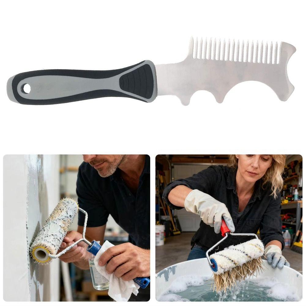 4 in 1 Paint Brush Comb Thickened Stainless Steel Tool Rollers Cleaning