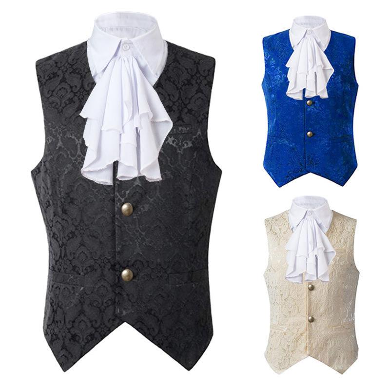 Vest Men Renaissance Steampunk Coat Gothic Jacquard Waistcoat Single Business Suit