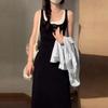 Fake two-piece black suspender dress children's summer 2026 new pear-shaped figure French temperament vest long dress