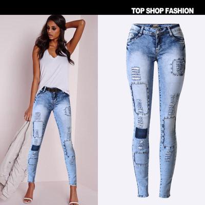 Bumbac Denim Dimensiune Blugi rupti Talie Inalta Femei YG Hole Plus Moda Skinny