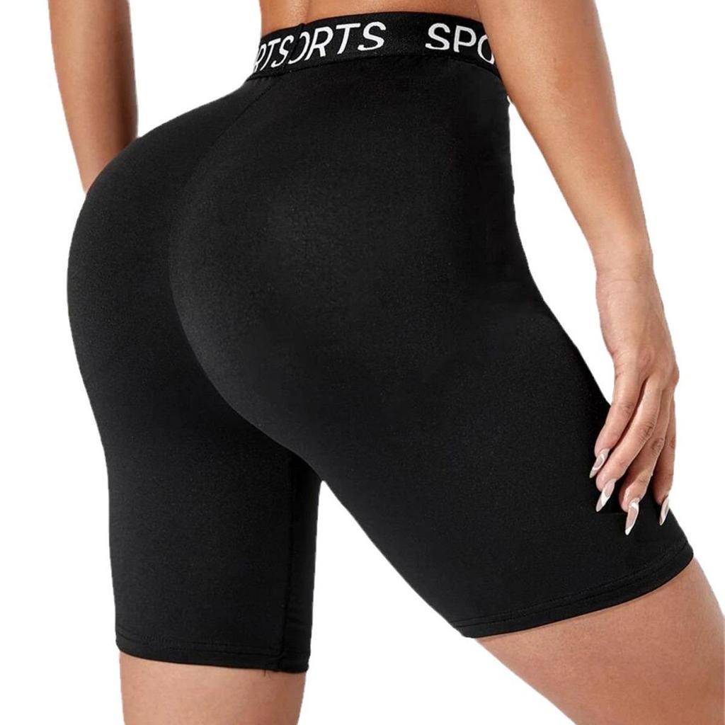 Pantaloncini da ciclista super morbidi con vita a lettera da donna, non trasparenti, per allenamento, corsa, yoga, atletica, push-up, da palestra e fitness
