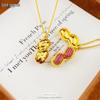 Luxurious Zircon Peanut Pendant Necklace - Ancient Gold Charm