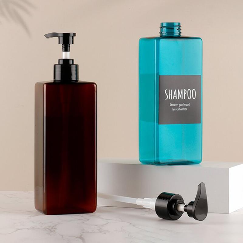 3 ks 500ml čtvercový dávkovač mýdla, plnitelná láhev s vodotěsnými etiketami pro mýdlo na ruce, pleťové mléko, šampon a kondicionér