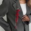 Ingemark Creative Red Crystal Beads Tassels Long Brooches Women Vintage Heart-shaped Pendant Brooch Shirt Suit Pin Accessories