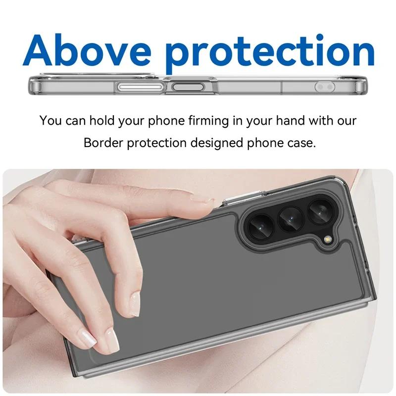 Colorfull Acrylic Transparent TPU Flpd Phone Case for Samsung Galaxy Z Fold 6 5 4 3 5G Z Fold6 Flip6 Anti-fingerprint Back Case