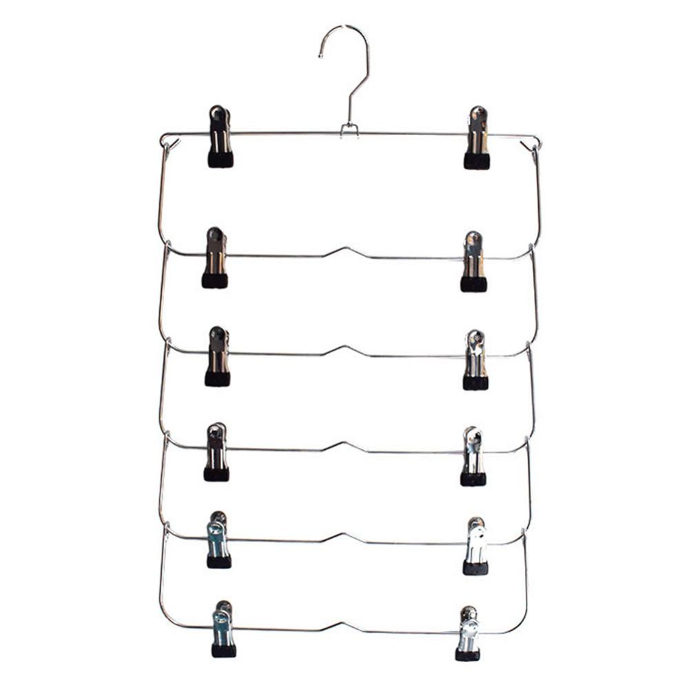 Folding Pants Rack Wardrobe Storage Multi-layer Trouser Clip Folding