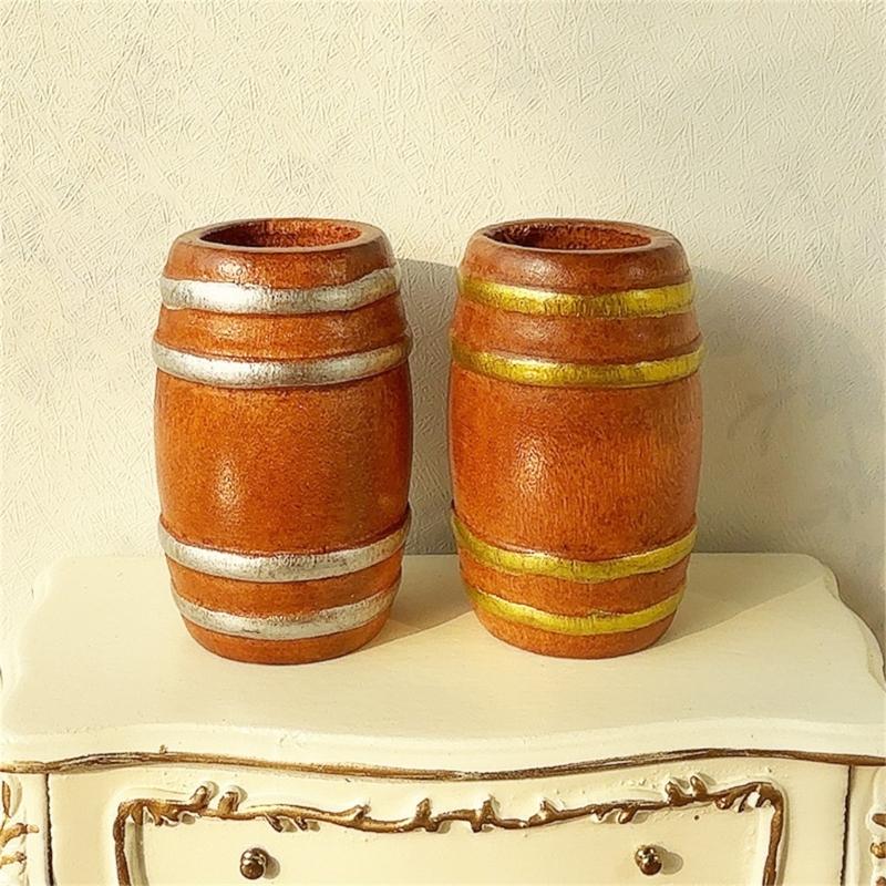 Mini Wooden Beer Barrels for Dollhouses Bar Scene Decoration Beer Festivals and Party Setting Natural Wood