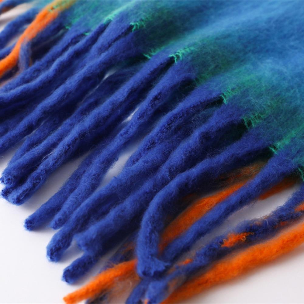 Scarves Men Women Winter Solid Tassel Scarf Versatile Warm Neckerchief Plaid Tassels Shawl Mohair Color Matching Scarf