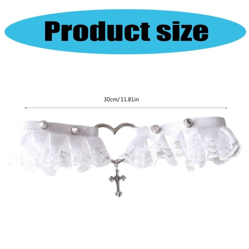 Gothic Lace Choker Crossed Charm Choker Necklace Heart Charm Choker Necklace Statement Jewelry for Girl Cosplay Parties