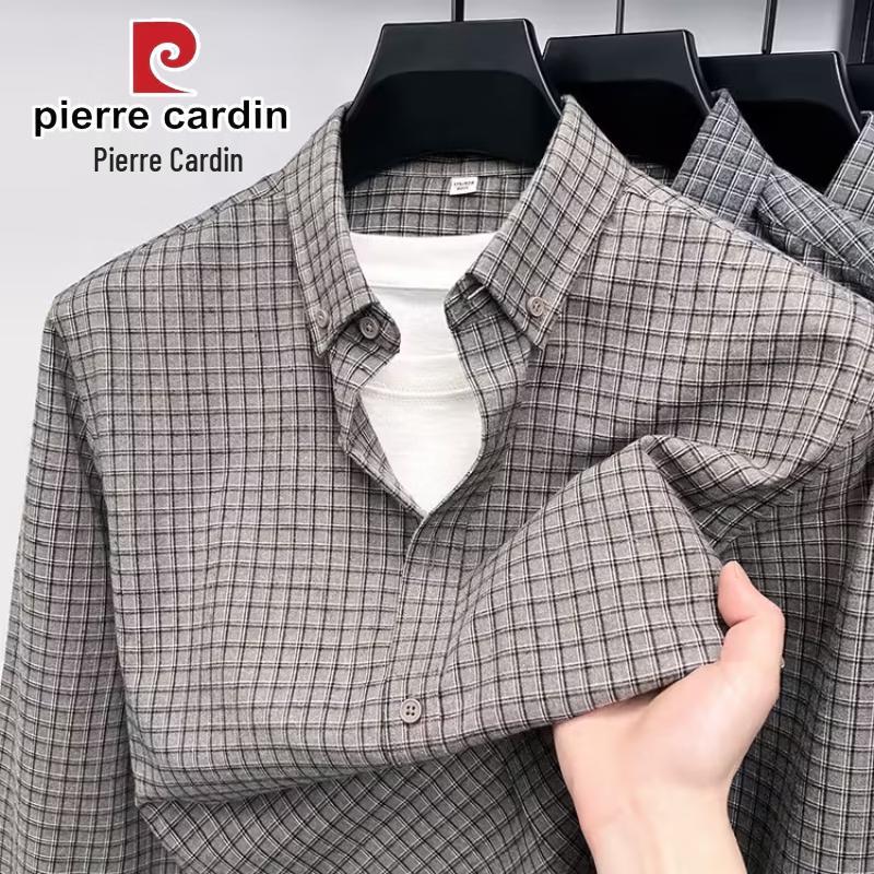 Мужская хлопковая рубашка с длинным рукавом в клетку Pierre Cardin 4XL/44