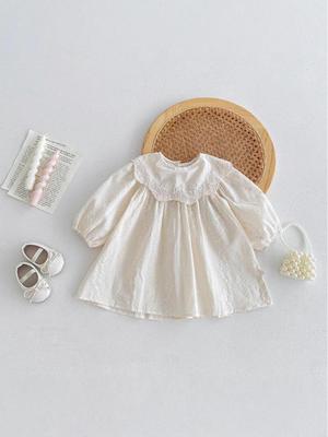 Spring Princess Embroidered Long Sleeve Dress for Baby Girls