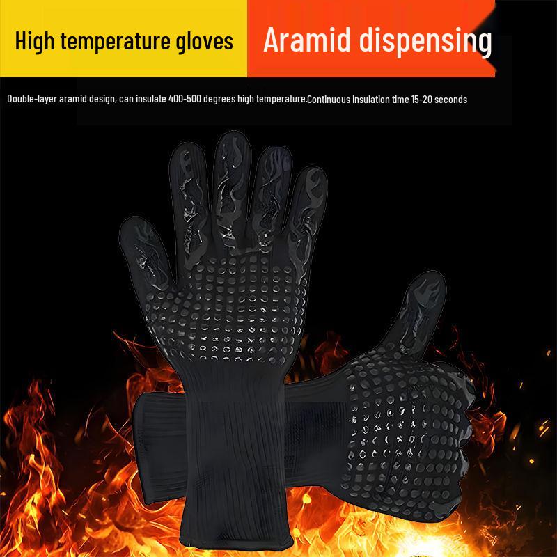 Heat-Resistant 500°F BBQ & Baking Gloves, Aluminum-Lined, Anti-Scald, Thickened Five-Finger Design