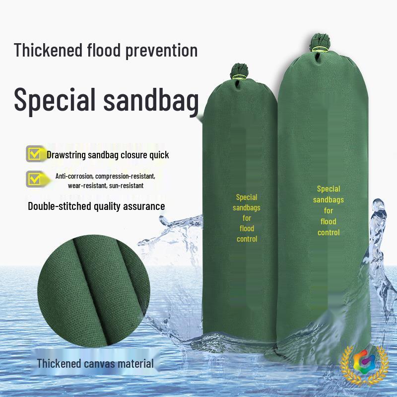 

10-Pack Fireproof & Waterproof Canvas Flood Control Sandbags for Home Protection 5 Pack - Thick Canvas Drawstring 25*50