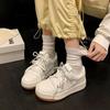 Round head muffin sole student campus lace-up casual board shoes women's 2025 spring and summer new versatile thick-soled white shoes