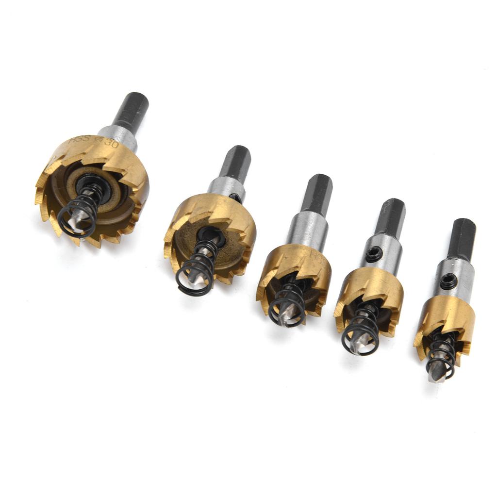 5Pcs Hole Opener Fast Cutting HSS Precise Safer Aluminum Drilling Set for Rubber Plastic Openings