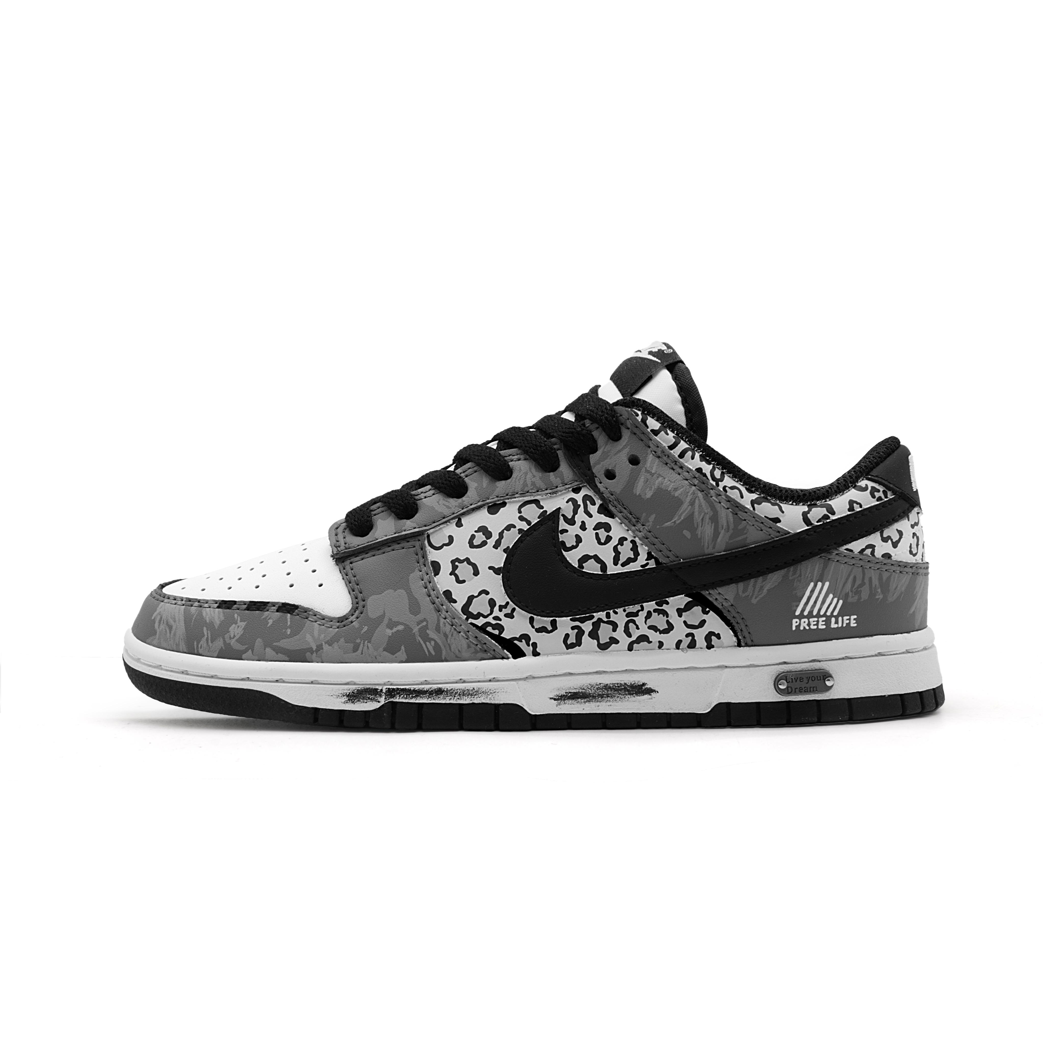 

Nike Dunk Black Panther Cow Leather Cushioning Abrasion Resistant Slip Resistant Low top Skateboard Shoes Men s Gray DD1503-101(Team1096-) 45