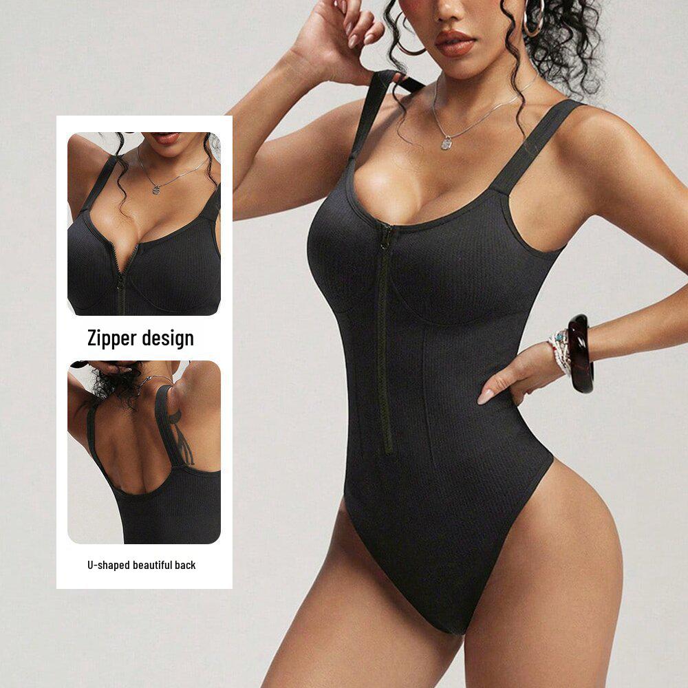 Women's Seamless Shaping Bodysuit with Front Zipper - Waist Cincher, Hip Lift, and Tummy Control