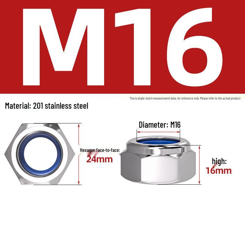 Stainless Steel Nylon Lock Nut Hexagon Anti-Loosening Screw Cap M4-M20