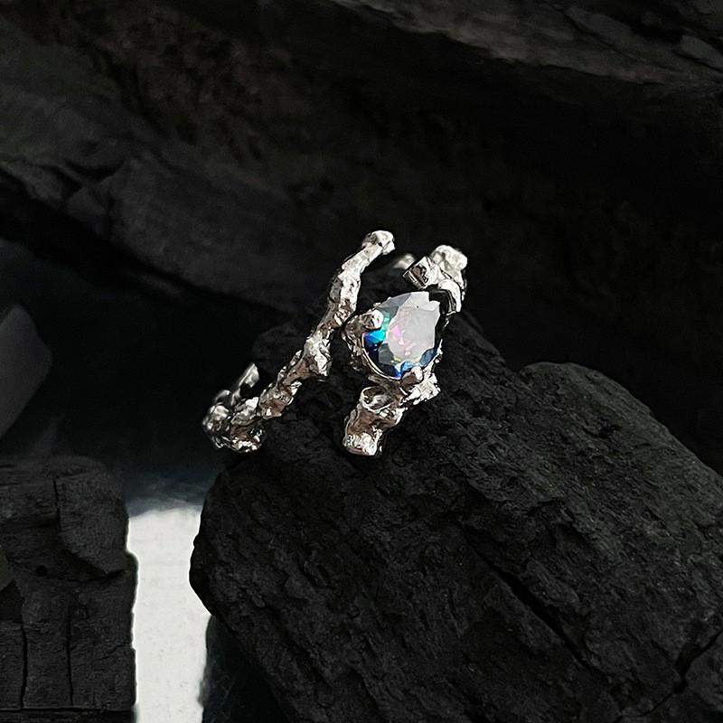 Irregular Colorful Eyecatching Zircon Ring For Women In Unique Copper Design