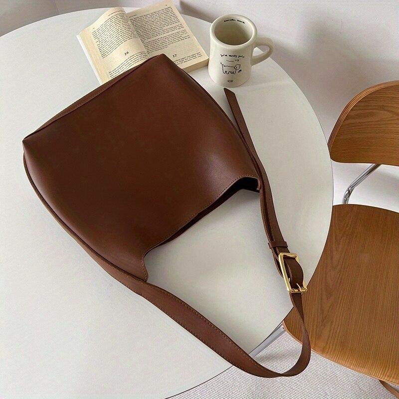 Women Shoulder Bag Solid Fashion Handbag Crossbody Bag Women's Minimalist PU Leather Bag for Work