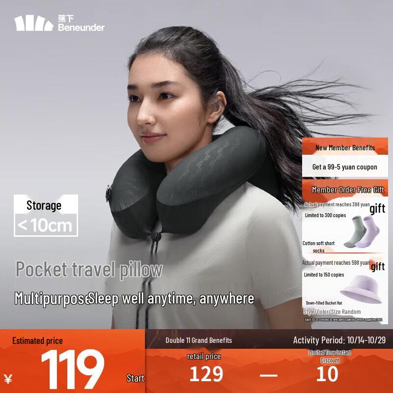 Bananaunder Portable Inflatable U-shaped Travel Pillow