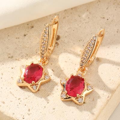 Star Shape Dangle Earrings for Women 2025 New Golden Zirconia Drop Earring Ladys Wedding Party Jewelry Accessories