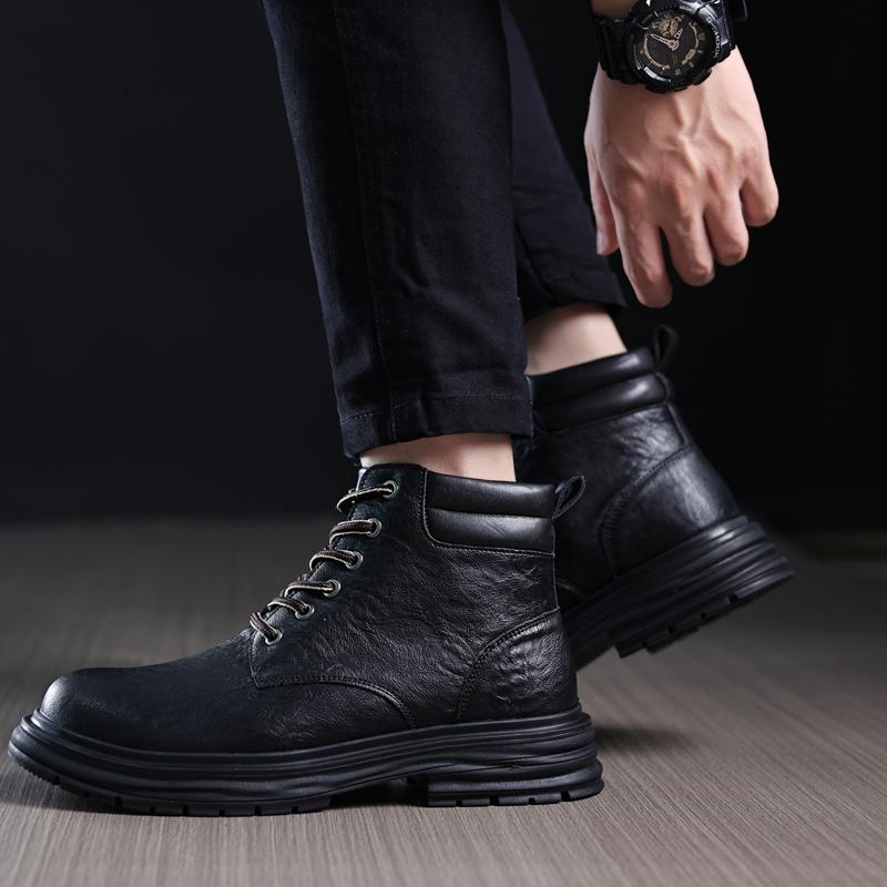 Golden Sapling Herrenstiefel 2025 Frühling Retro Mikrofaserleder Schuhe Dicke Sohle Herren Stiefelette Outdoor Britischer Stil Botas