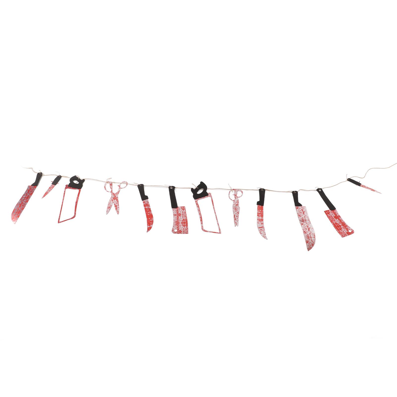 

12Pcs Bloody Garland Banners Lifelike Knives Easily Use Halloween Zombie Party Decoration Supplies for Halloween Party