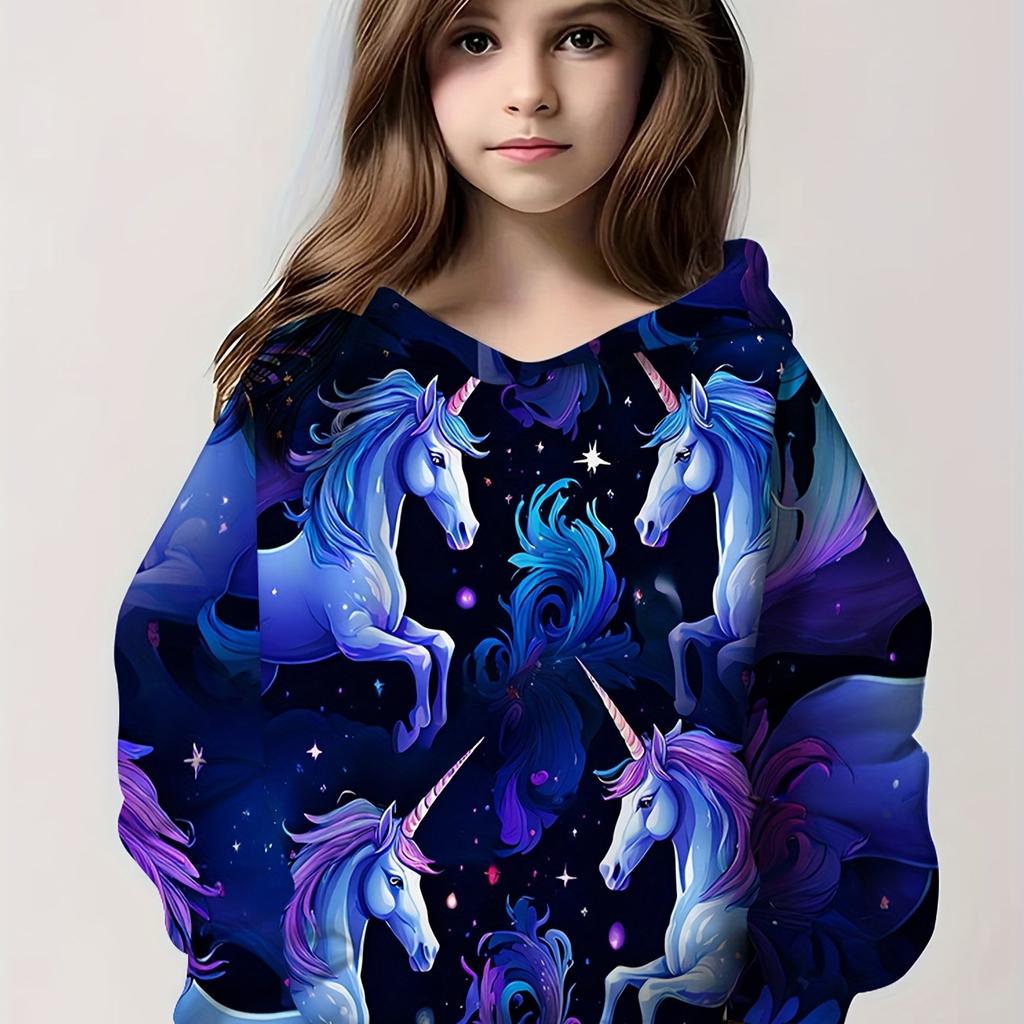Barnkläder Flicka Huvtröjor Långärmad Tecknat tryck Barn Vår Höst Kläder Casual Söt Utomhus Flickkläder Pullover Toppar